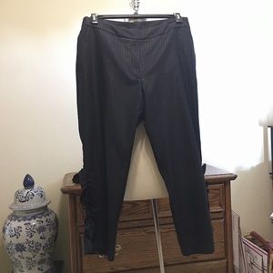 Fun black with gold pinstripe pants.